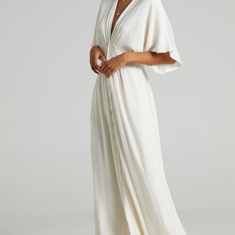 Showpo Cream Maxi Button-Front Dress